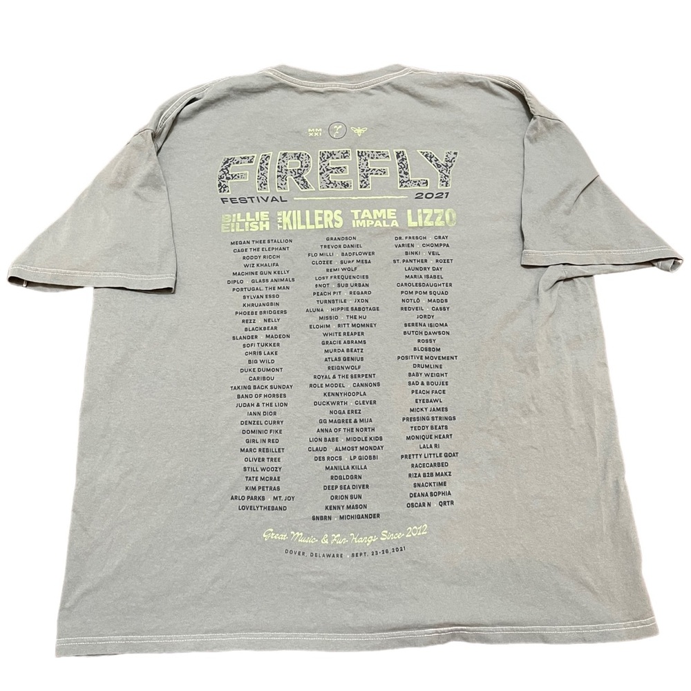 Firefly Festival 2021 Tour T-Shirt Billie Eilish The Killers Tame Impala Sz XL - Picture 4 of 6